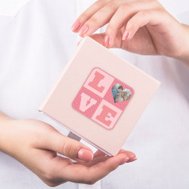 Liebe Foto Pink Hearts Muster Valentines Quadratischer Aufkleber