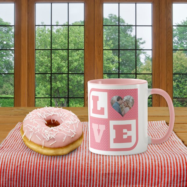 Liebe Foto Pink Hearts Muster Valentines Tasse (Von Creator hochgeladen)