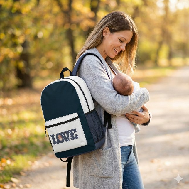 Liebe Foto Rucksack (Congratulate a new mom with this personalized photo love backpack! )
