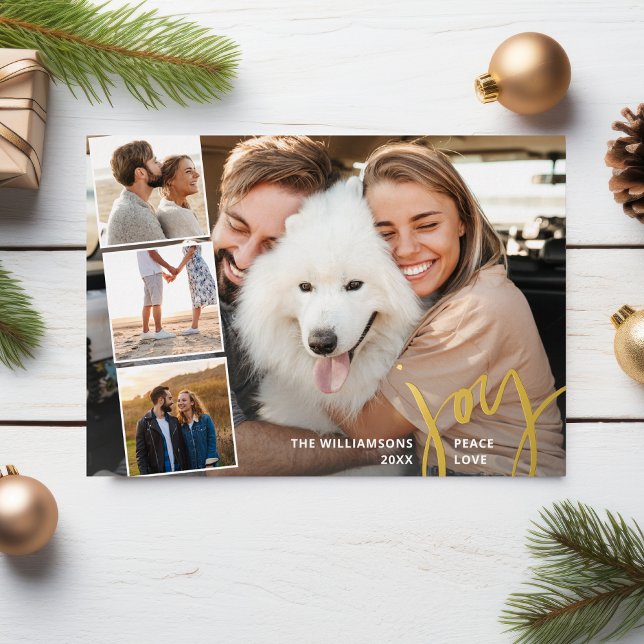 Liebe-FotoCollage Gold von Hand Letted Joy Peace Folieneinladung (Von Creator hochgeladen)