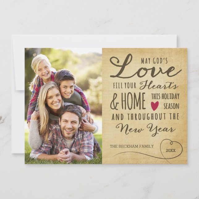 Liebe-Fotokarte Vintager Gott Feiertagskarte (Vorderseite)