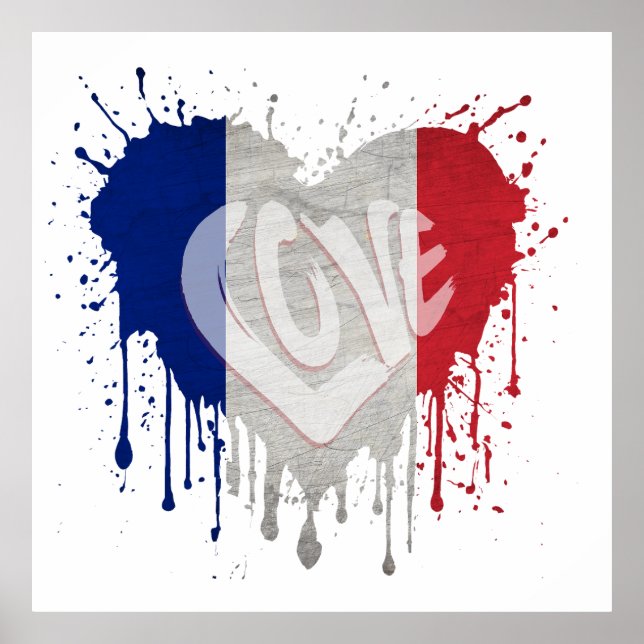 Liebe Frankreich Flagge Poster (Vorne)