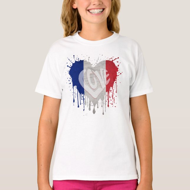 Liebe Frankreich Flagge T-Shirt (Vorderseite)