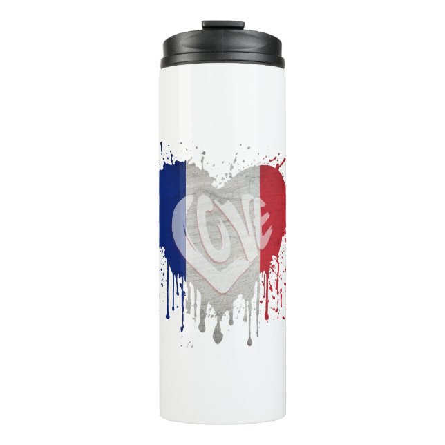 Liebe Frankreich Flagge Thermosbecher (Vorderseite)