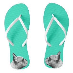 Liebe Französisch-Bulldog  Aqua gefärbt Flip Flops