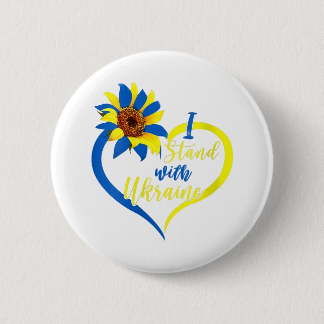 Liebe Frauen Herz Ukraine Sonnenblume Ukrainisch I Button (Vorderseite)
