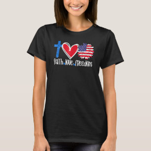 Liebe Freiheit Amerikanische Fahne Blume Christlic T-Shirt