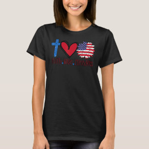 Liebe Freiheit Amerikanische Fahne Blume Christlic T-Shirt