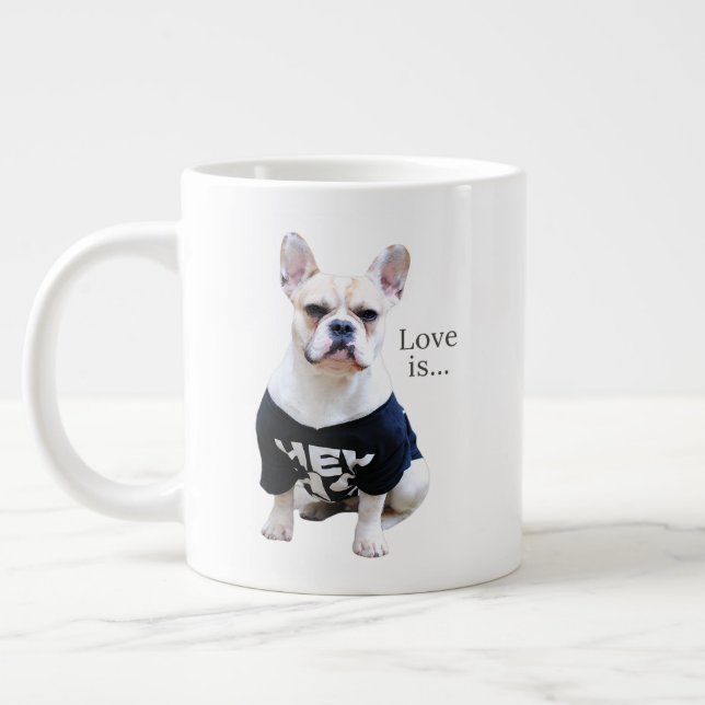 Liebe French Bulldog Frenchie Mama Vater Dog Puppy Jumbo-Tasse (Links)