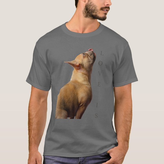 Liebe French Bulldog Frenchie Mama Vater Hund Welp T-Shirt (Vorderseite)