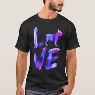 Liebe Frenchie Französische Bulldogge Wasserfarbe T-Shirt