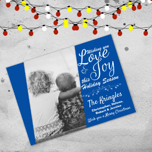 Liebe & Freude Blue Weihnachtsfeiertag Postkarte