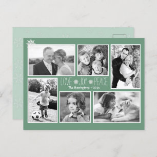 Liebe Freude Friede Weihnachten Schneeflocken Foto Postkarte