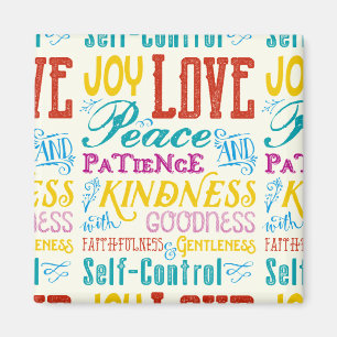 Liebe Freude Frieden Freundlichkeit Güte Typografi Magnet