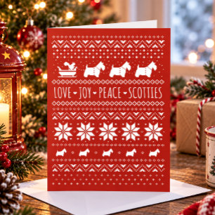 Liebe Freude Frieden Scotties Festliches Weihnacht Feiertagskarte