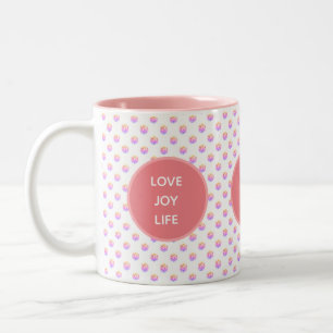 Liebe, Freude, Leben rosa Diamanten Zweifarbige Tasse