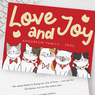 Liebe & Freude Moderne lustige süße Katzen singen  Feiertagskarte