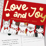 Liebe & Freude Moderne Niedliche Katzen Caroling Folien Feiertagspostkarte<br><div class="desc">Carol der Katzen. 'Das ist die Jahreszeit,  um miowy zu sein! meow meow meow.. meow meow meow meow MEOW! Abrufbar unter: http://www.zazzle.com/selectpartysupplies</div>