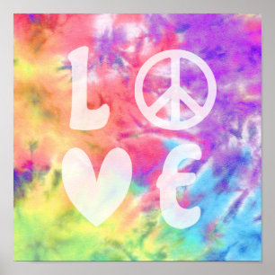 Liebe Frieden Abstrakter Pastell Regenbogen Batik Poster