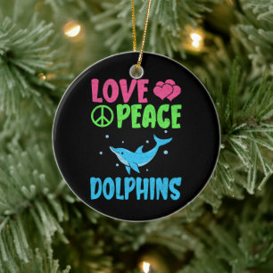 Liebe Frieden Delfine Süße Meerestiere Delfinliebh Keramik Ornament