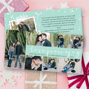 Liebe Frieden Freude Einfache Trendige Schrift Mod Feiertagskarte