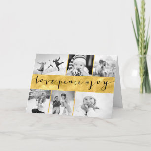 Liebe Frieden Freude Goldfolie Stylisch 6 Foto Col Feiertagskarte