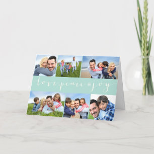 Liebe Frieden Freude Kalligrafie Modern 6 Foto-Col Feiertagskarte