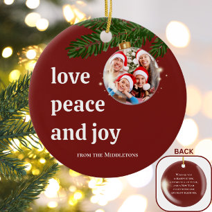 Liebe Frieden Freude Weihnachten Familie Foto Burg Keramik Ornament
