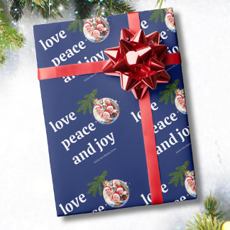 Liebe Frieden Freude Weihnachten Familie Foto Navy Geschenkpapier