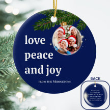 Liebe Frieden Freude Weihnachten Familie Foto Navy