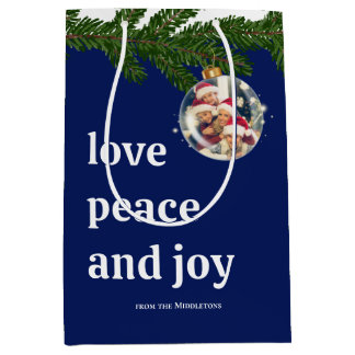 Liebe Frieden Freude Weihnachten Familienfoto Burg Mittlere Geschenktüte