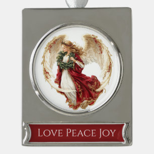 Liebe Frieden Freude Weihnachtsengel Banner-Ornament Silber