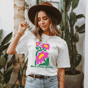 Liebe, Frieden, Gänseblümchen blühen T-Shirt