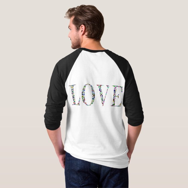 Liebe & Frieden - Gemstone Lettern Design T-Shirt (Schwarz voll)