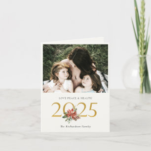 Liebe Frieden Gesundheit Poinsettia Strauß Gold 20 Feiertagskarte