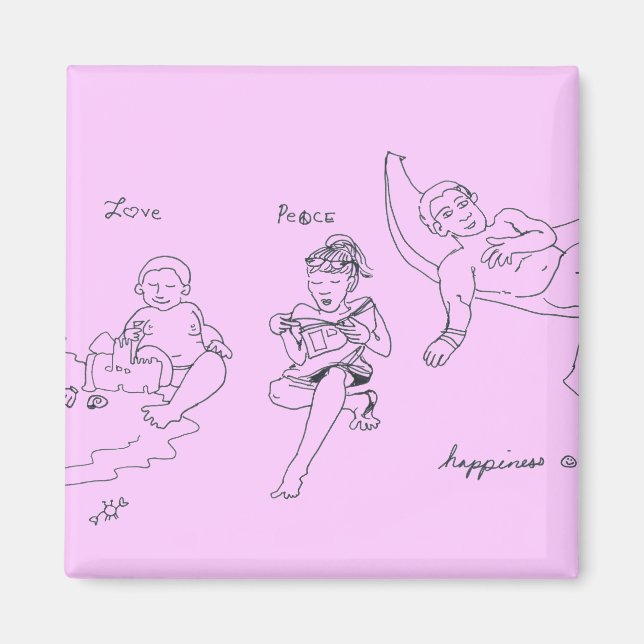 Liebe, Frieden, Glücksmagnet (pink) Magnet (Vorne)