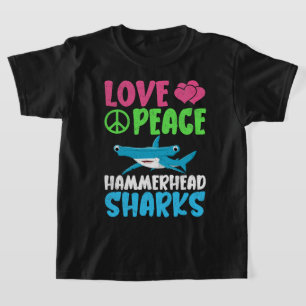 Liebe Frieden Hammerhai Haie Niedliche Meerestiere T-Shirt