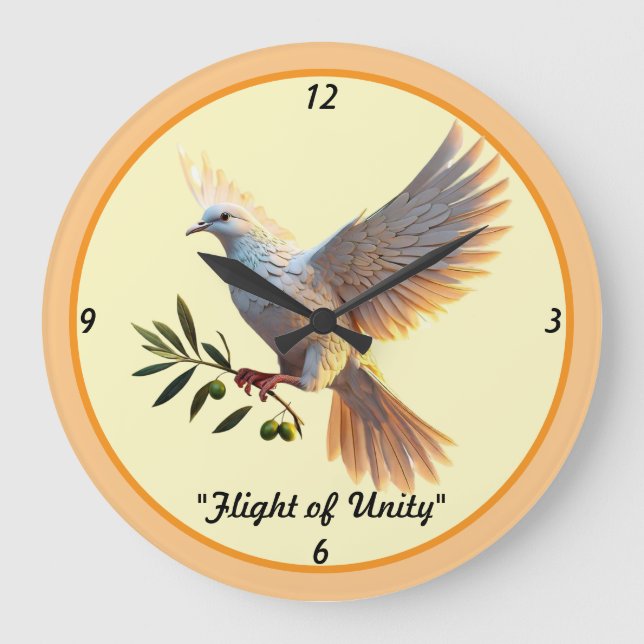 "Liebe Frieden Harmonie immer" Große Wanduhr (Vorderseite)