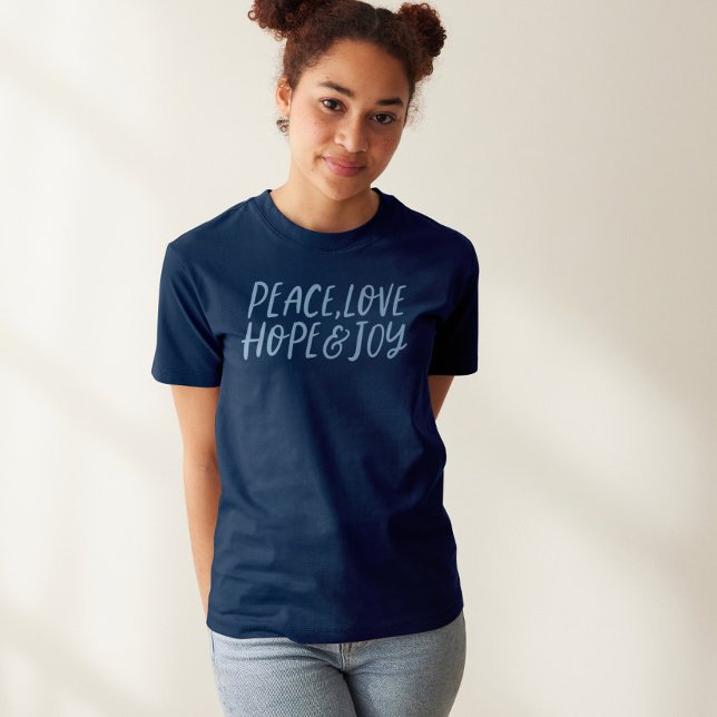 Liebe Frieden hoffen Freude am blauen Urlaub Tri-Blend Shirt (Von Creator hochgeladen)