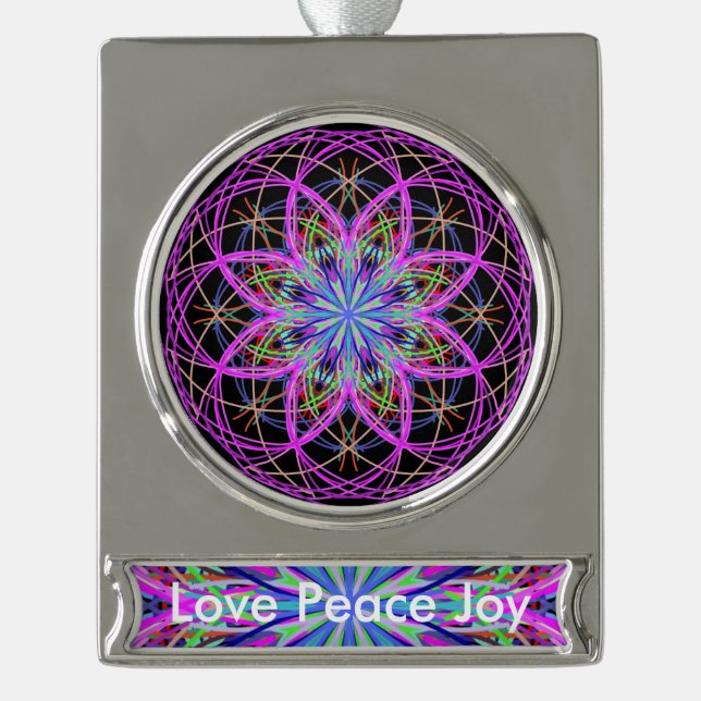 Liebe Frieden Joy Kaleidoscope Mandala Ornament (Vorderseite)