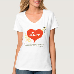 Liebe, Frieden kein Harm Rotes Herz T-Shirt