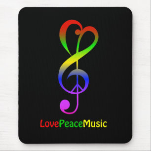 Liebe Frieden Musik Hippie Violinschlüssel Mousepad