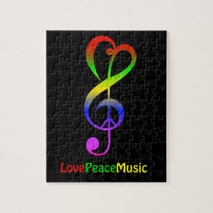 Liebe Frieden Musik Hippie Violinschlüssel Puzzle
