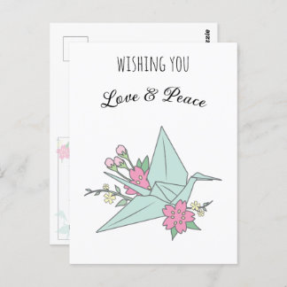 "Liebe & Frieden" Origami Crane Postcard Postkarte