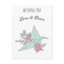 "Liebe & Frieden" Origami Crane Postcard