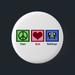 Liebe Frieden Radiologie Button<br><div class="desc">Ein Friedenszeichen,  ein Herz und ein Röntgenbild. Ein niedliches Geschenk für einen Radiologen.</div>