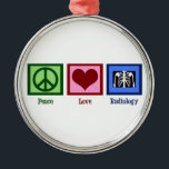 Liebe Frieden Radiologie Silbernes Ornament<br><div class="desc">Ein Friedenszeichen,  ein Herz und ein Röntgenbild. Ein niedliches Geschenk für einen Radiologen.</div>