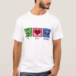 Liebe Frieden Radiologie T-Shirt<br><div class="desc">Ein Friedenszeichen,  ein Herz und ein Röntgenbild. Ein niedliches Geschenk für einen Radiologen.</div>