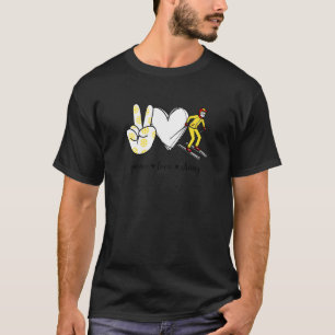 Liebe Frieden Skifahren Hand Skifahren T-Shirt