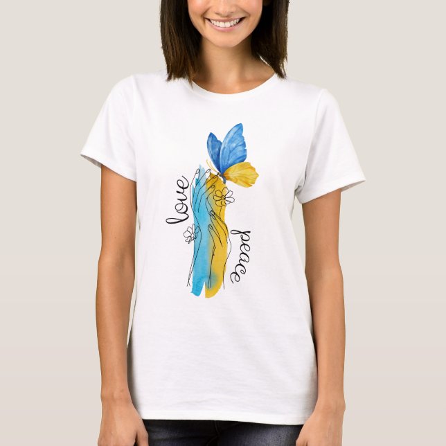 Liebe, Frieden Ukraine T-Shirt (Vorderseite)